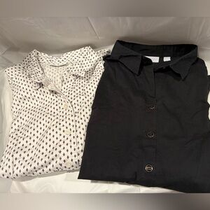 2 New York & Company shirts Black/White Patterned Shirt and solid black shirt